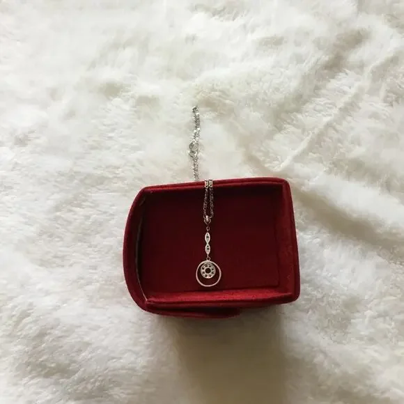 Silver Double Circle Sparkling Necklace - Picture 5 of 5